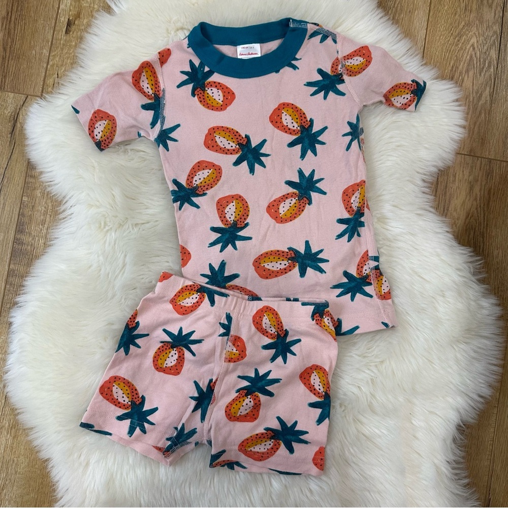 Hanna Andersson Pink and Green Fruit Print Pajama Set